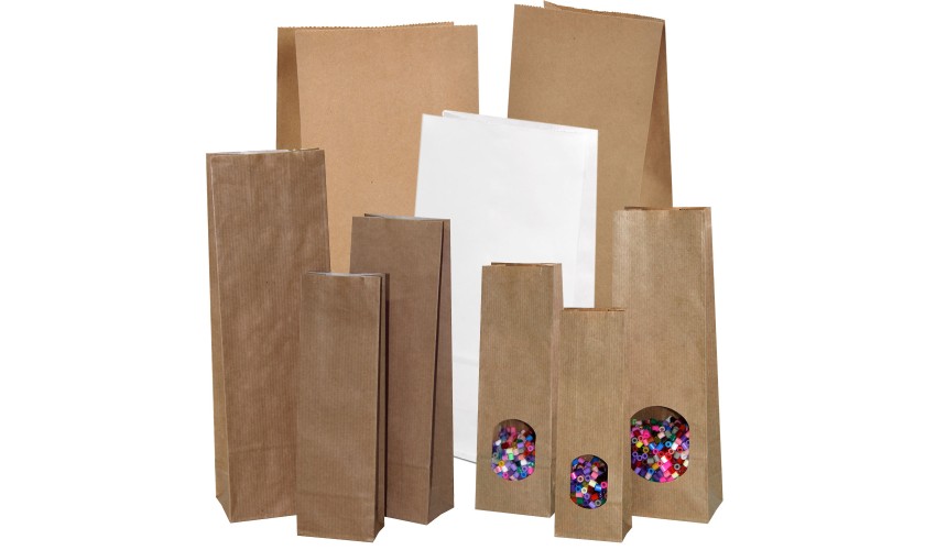 Blockbodenbeutel, Lunchtüten, Papierbeutel braun oder weiß
