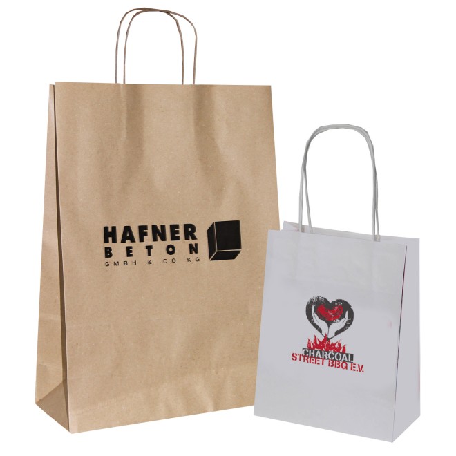 Papiertüten Logodruck, Papiertaschen bedrucken lassen, Papiertüten bedrucken, Kleinauflage, kleine Mengen bedrucken