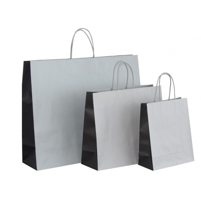 Papiertasche grau schwarz
