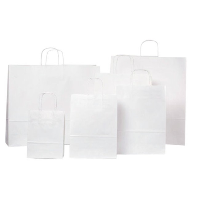 weiße papiertüte mit kordelgriff aus kraftpapier