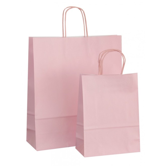 50 Papiertaschen ROSA mit Papierkordel rosa, 4 Größen wählbar