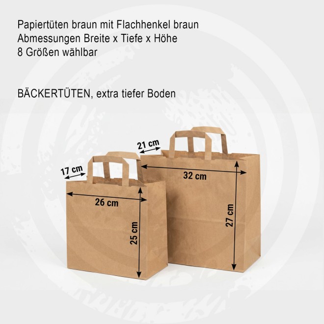 Papiertüten mit extra breitem Boden, Bäckertüten, Konditortüten