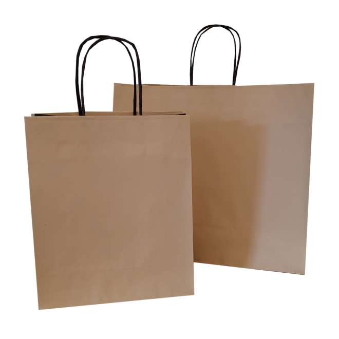 Papiertasche beige-braun, Papiertüten beige, braun