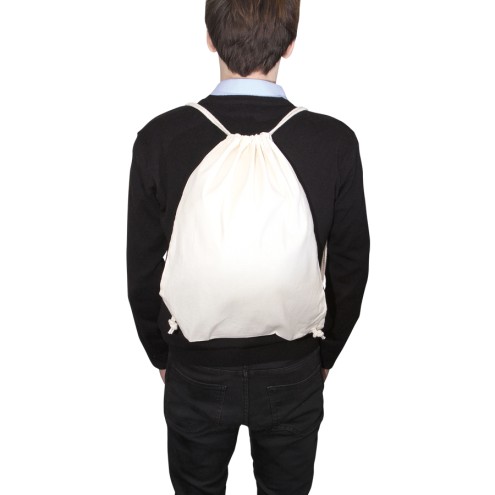 Baumwollrucksack, Festivalbag NATUR ca. 38x46cm mit robusten Zugbändern