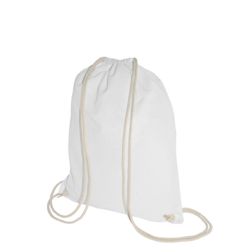 Baumwollrucksack, Festivalbag WEISS ca. 38x46cm mit robusten Zugbändern