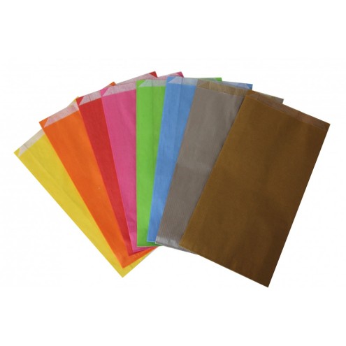 100 Flachbeutel 10x18cm in Gelb, Orange, Hellgrün, Pink, Hellblau, Rot, Silber oder Gold