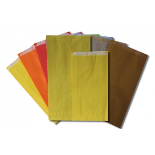 100 Flachbeutel 10x18cm in Gelb, Orange, Hellgrün, Pink, Hellblau, Rot, Silber oder Gold