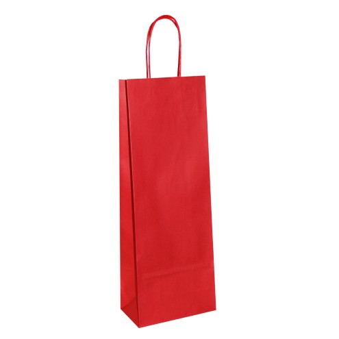 50 Flaschentaschen ROT 14x8x39cm, mit Papierkordel rot