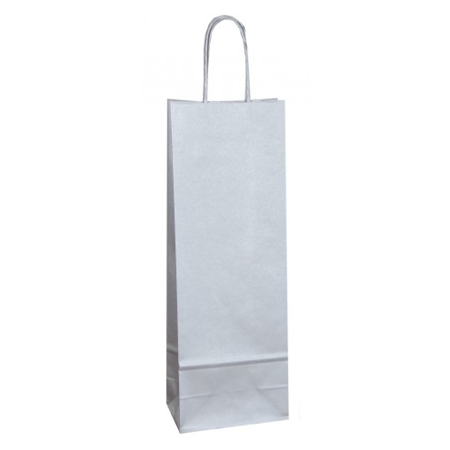 50 Flaschentaschen SILBER 14x8,5x39cm, mit Papierkordel silber