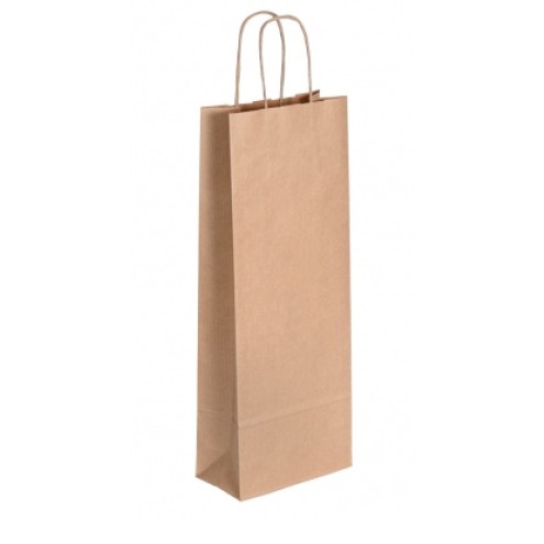 Flaschentaschen braun mit Kordel braun, 14x8x39cm, ab 50 Stück