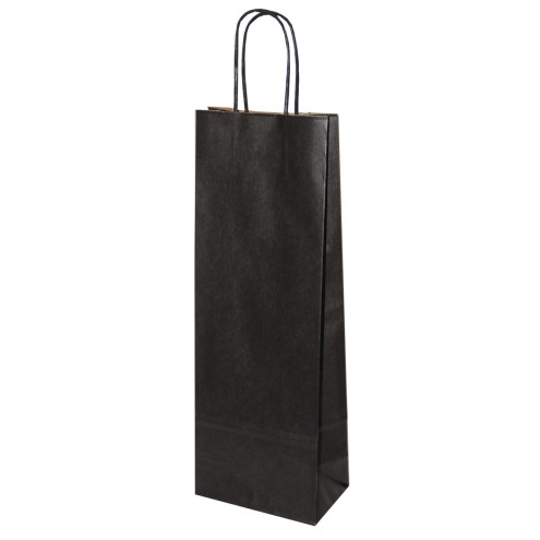 50 Flaschentaschen SCHWARZ 14x8x39cm, mit Papierkordel schwarz