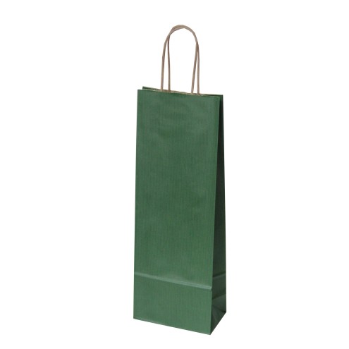 Flaschentaschen grün mit Kordel braun, 14x8x39cm, ab 50 Stück