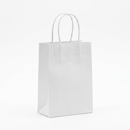 Mini Papiertüte klein mit Kordel, weiß, 14x8x21cm, 400 Stück