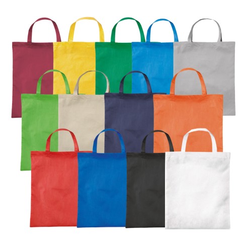 Ab 100 PP Non Woven Taschen 22x26cm farbig mit kurzen Henkeln I Auslaufartikel