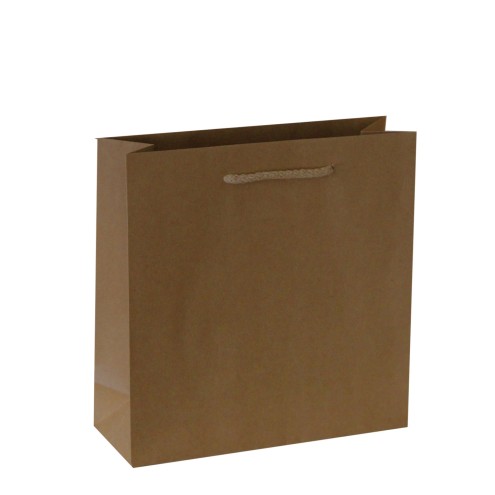 Papiertaschen braun, 24x10x24cm (BxTxH) mit Kordel, ab 50 Stück
