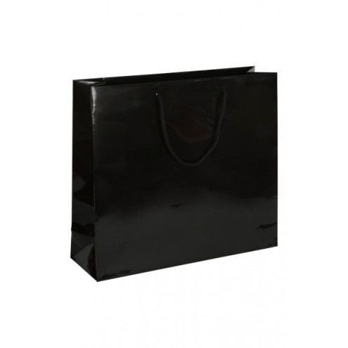 Ab 50 Stück Papiertragetaschen schwarz glänzend 40x10x30cm (BxTxH)