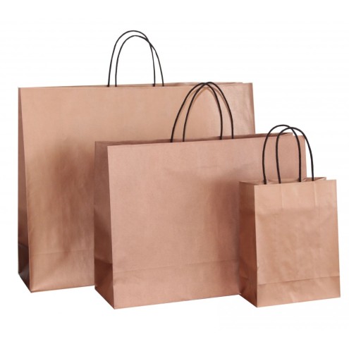Papiertasche BRONZE mit Textilkordel in dunkelbraun