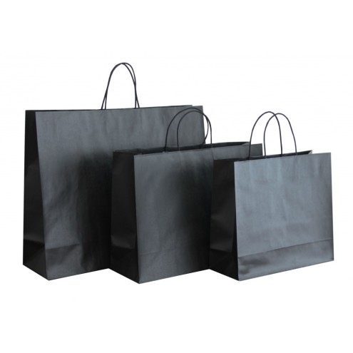 Papiertasche SCHWARZ mit Kordel in Taschenfarbe