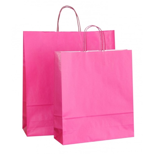 100 Papiertüten FUCHSIA/PINK mit Papierkordel, 4 Größen wählbar