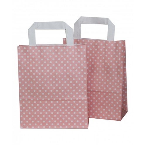 250 Papiertüten ROSA mit weißen Punkten, 2 Größen wählbar
