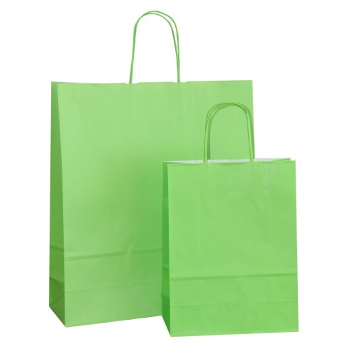 25 Papiertüten GRÜN mit Papierkordel grün, 4 Größen wählbar (25er-Pack)