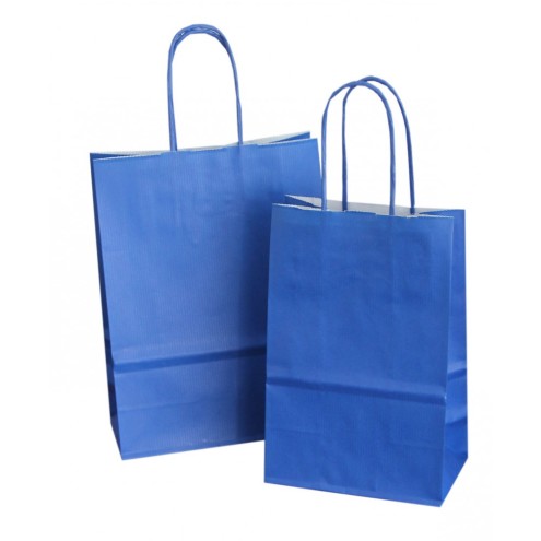 100 Papiertüten BLAU mit Papierkordel blau, 4 Größen wählbar