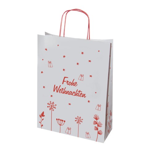 Weiße Weihnachtstüten, 26x12x35cm - Frohe Weihnachten (50, 100, 250 Stück)