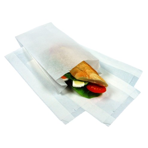 1000 Papierbeutel, Faltenbeutel 14x8x32cm, Kraftpapier weiß 35g