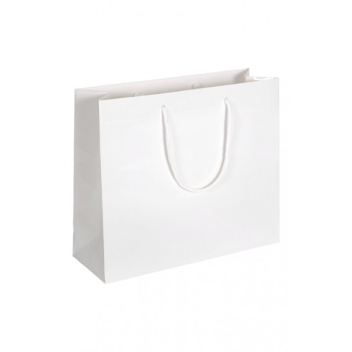 Ab 50 Stück Papiertaschen weiß glänzend 35x10x24cm (BxTxH)