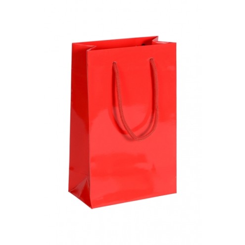 Ab 50 Stück Papiertragetaschen 16x8x24 (BxTxH) ROT mit Glanzfolie