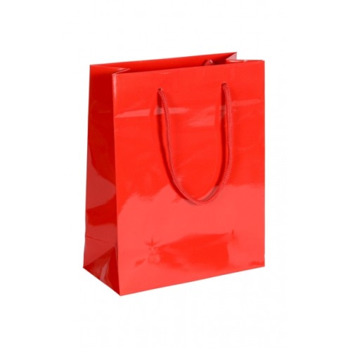 Ab 50 Stück Papiertragetaschen 22x10x30cm (BxTxH) ROT mit Glanzfolie