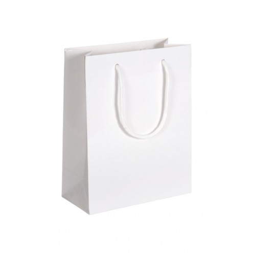 Ab 50 Stück Papiertragetaschen weiß glänzend 22x10x30 (BxTxH)