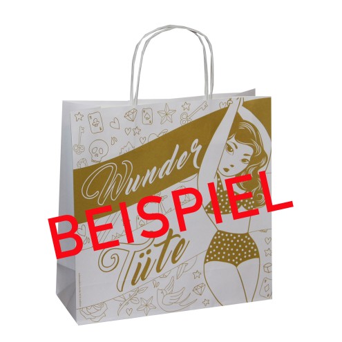 Bedruckte Papiertüten 31x12x31cm, quadratisch - Vollflächig, vierfarbig