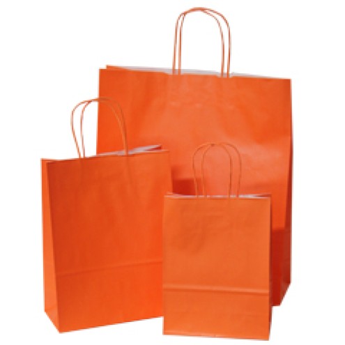 25 Papiertüten ORANGE mit Papierkordel - 4 Größen wählbar (25er-Pack)
