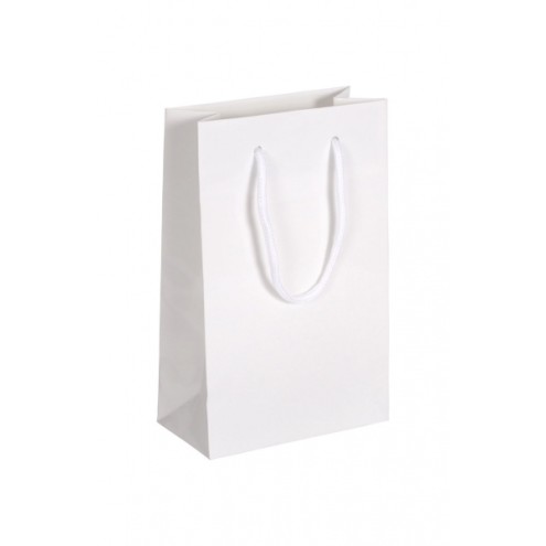 Ab 50 Stück Papiertragetaschen weiß glänzend 16x08x24cm (BxTxH)