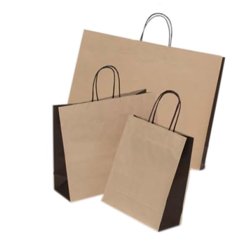 Papiertasche BICOLOR beige-braun mit Papierkordel